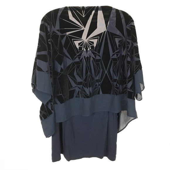 NWOT Womens Size Large 12 Chicos 2 Navy Blue Tina Velvet Two-In-One Top - Picture 5 of 6